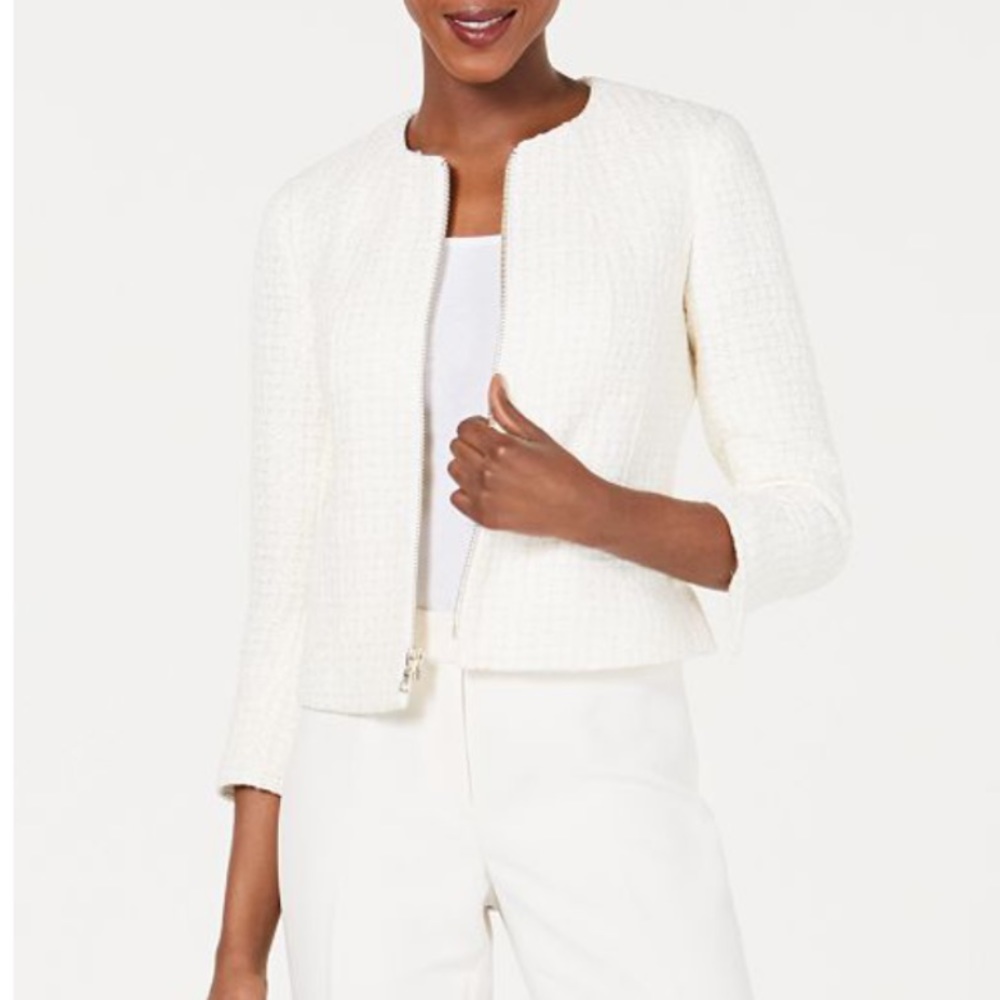 NWOT Anne Klein Tweed Zip-Front Jacket